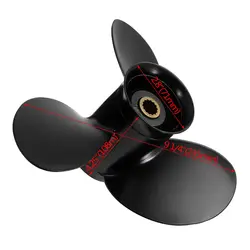 For Tohatsu-Mercury Outboard 9.9-18HP 3BAB645180/362B641010 48-897750A11 Aluminum Propeller 9 1/4 x 9 14 Spline Tooth 3 Blades