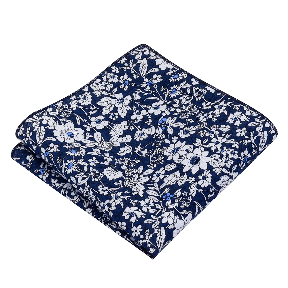 Ricnais Classic Vintage Floral Cotton Pocket Square Red Bule Print Handkerchief For Men Woman Chest Costome Hanky 22cm*22cm