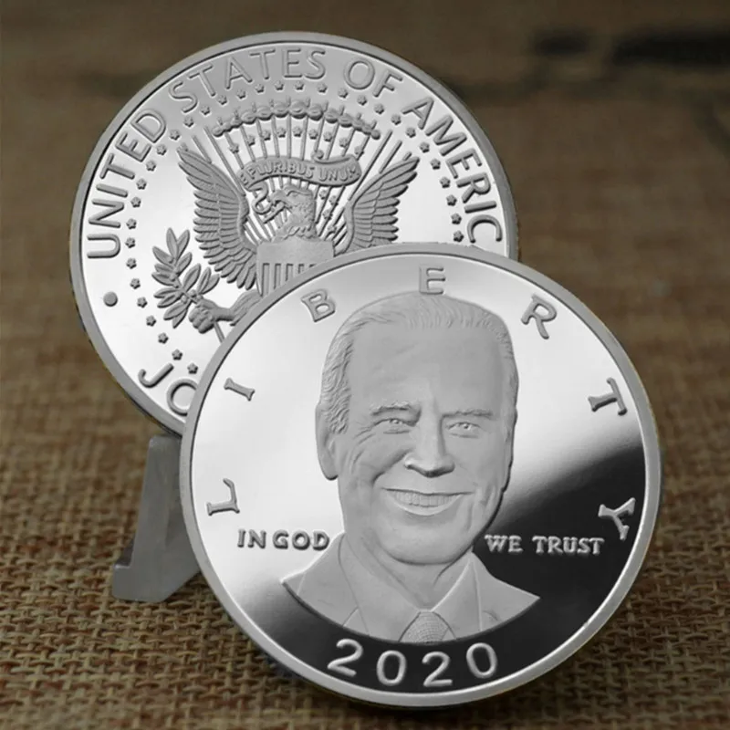 Joe Biden 2020 Presidential Election Gold Plated Challenge Coins Support New President Metal Badge Handicraft Souvenir Box