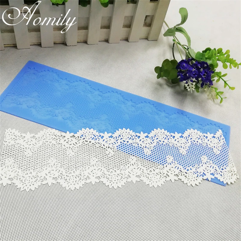 Amoliy 30cm Rose Lace Fondant Mold Wedding Cake Decorating Tools Icing Mat Pad Pastry Baking Tool Cake Decoration Accessories