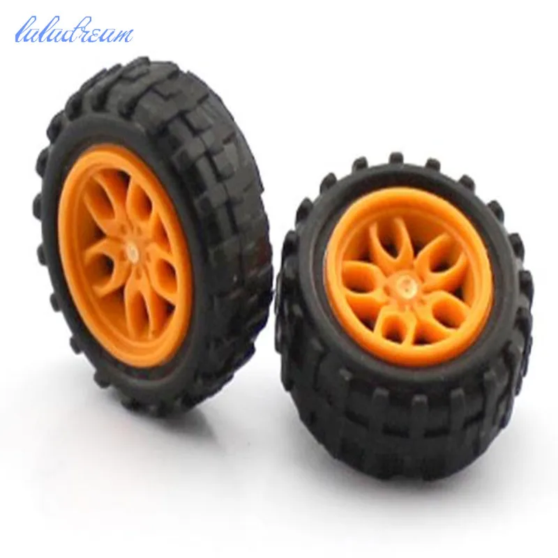 10pcs/lot 2*18mm mini plastic wheel diy car model parts yellow plastic tires