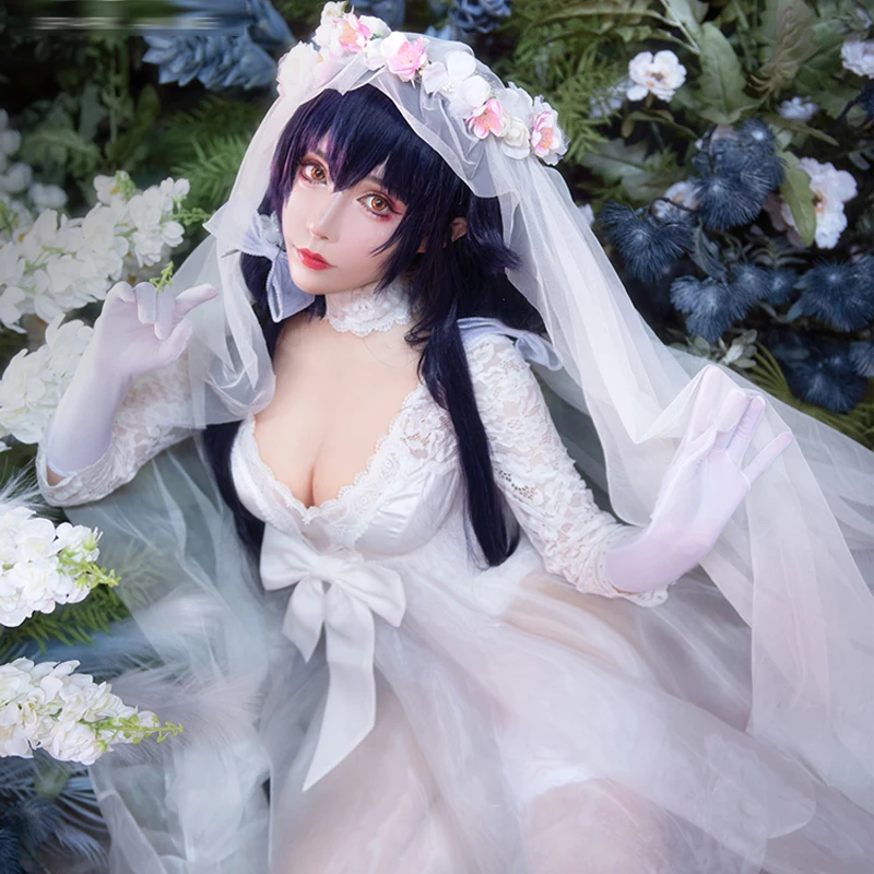 Azur Lane Cos Azuma Cosplay White Wedding Dress Sexy Low-cut  Lolita Bridal White Yarn Costume outfit