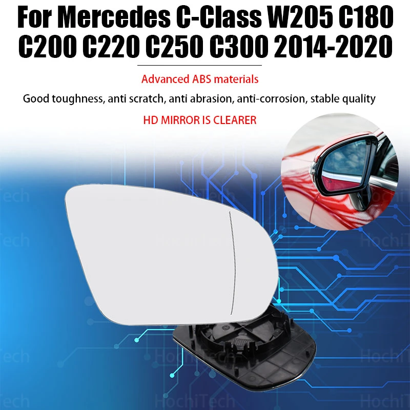 1pcs Side View Electric Left & Right Mirror Glass Heated for Mercedes C-Class W205 C180 C200 C220 C250 C300 2014-2020