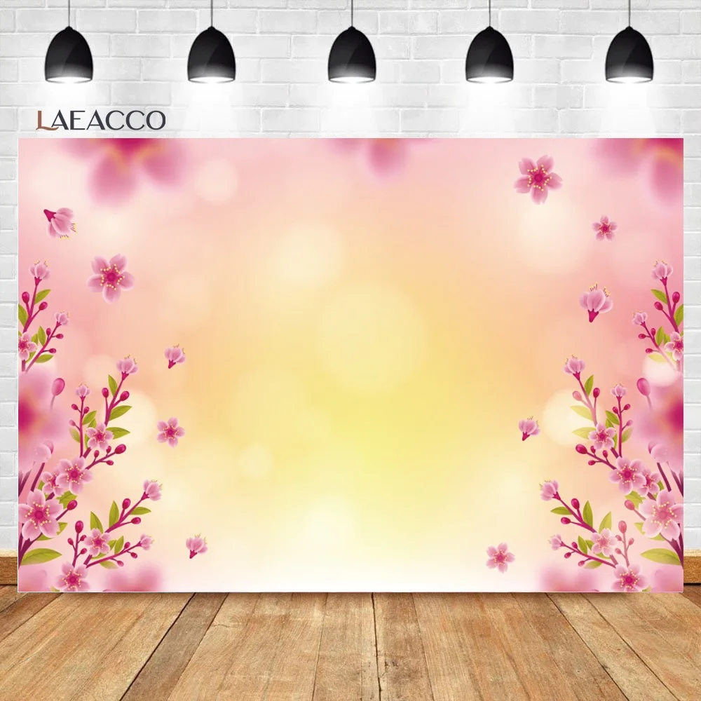 Laeacco Princess Pink Gradient Photocall Background Butterfly Flowers Baby Poster Portrait Photographic Backdrops Photo Studio