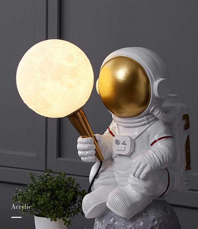 Kinderkamer Tafellamp Astronaut Creatieve Ruimtevaarder Maan Jongen Kamer Lamp Nordic Minimalistische Slaapkamer Bedlampjes