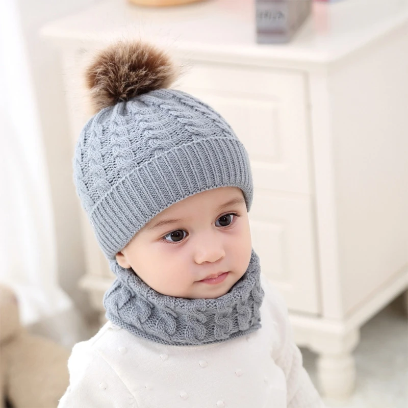 

Baby Knitted Hat Scarf Set Beanie Neckerchief Neck Girl Knitted Lovely Neck Warmer Kids Beanie Hat Toddler