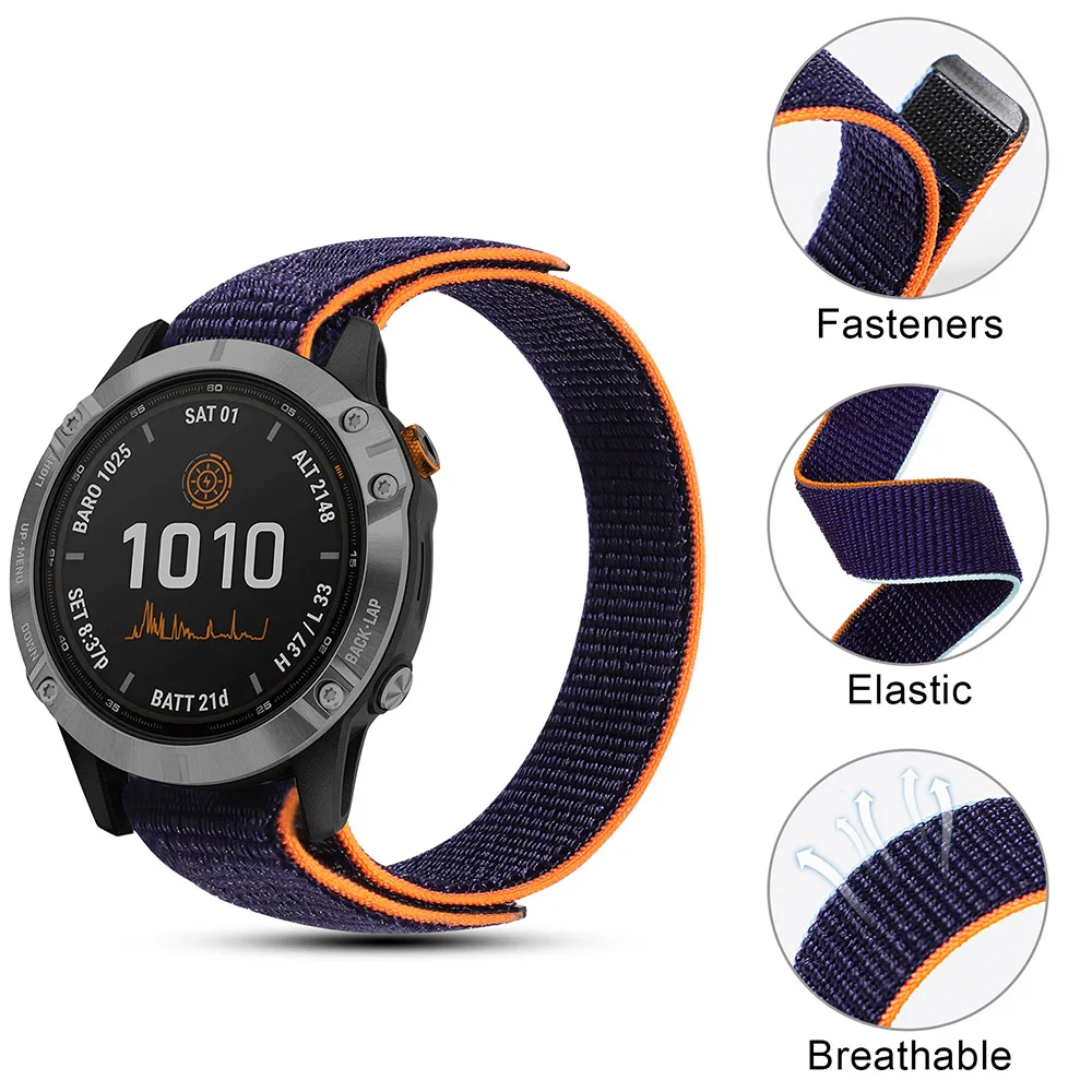 Woven Nylon Strap for Garmin Fenix 6 6S Pro 5 5S Plus Replacement Watch Band For Garmin Forerunner 935 945/Quatix 6 5