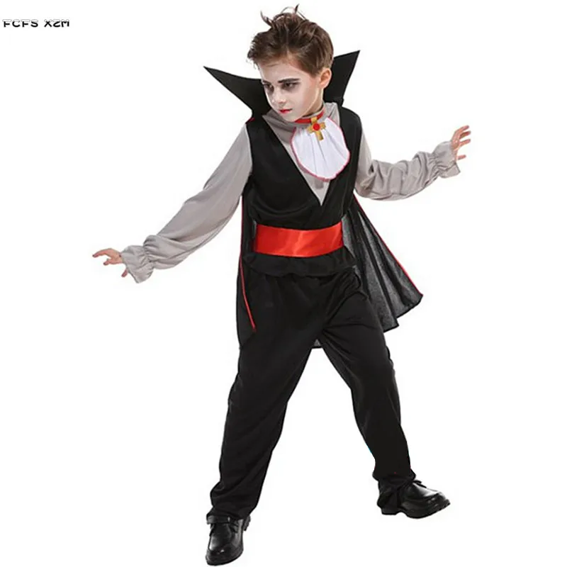 Boys Halloween Dracula Costumes Kids Children Vampire Scary Cosplay Carnival Purim Parade Masquerade Stage Role Play Party Dress