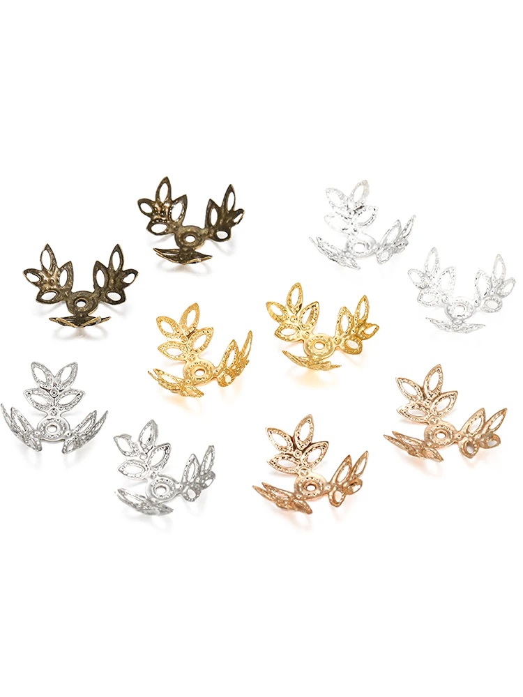 100 sztuk Hollow filigran paciorek czapki stożek koraliki końcowe Cap kwiat Metal Charms ustalenia Diy bransoletka kolczyki tworzenia biżuterii Accessorie — zdjęcie 2