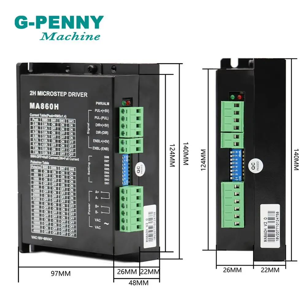 Nema 34 Nema43 CNC Stepper motor  Driver MA860H 24-110VDC,18-80VAC Microstep 256, 2.0-7.8A  motion controller Strong cooling!!