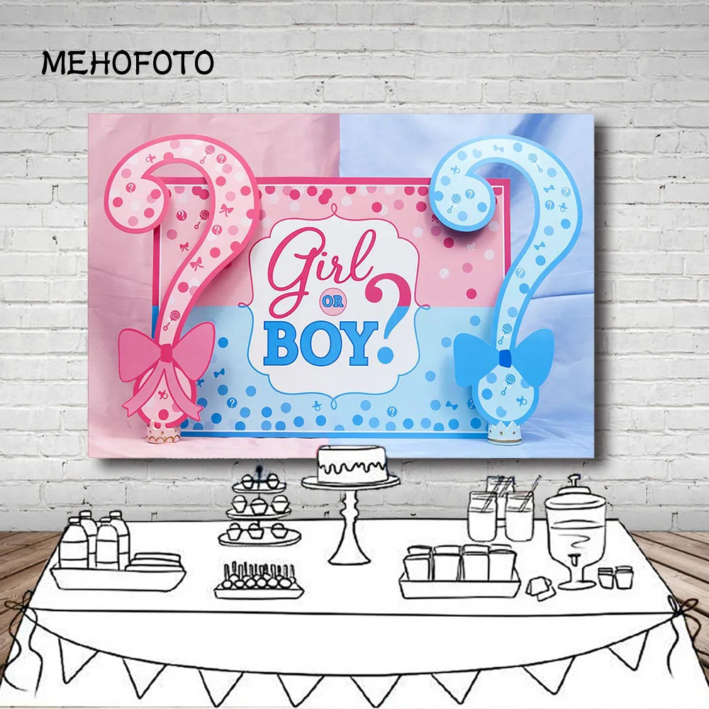 Mehofond Prince or Princess Gender Reveal Backdrop Baby Shower Photocall Photography Backdground for Boy or Girl Decor Banner