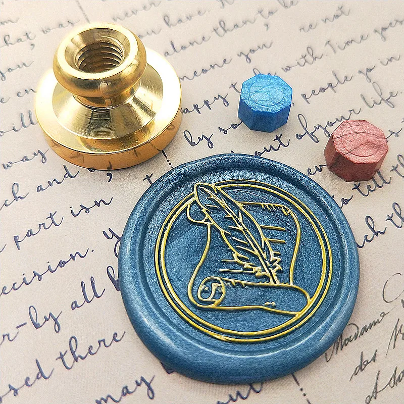 Quill pen writing letter on the paper stamp Wax Seal Stamp/seals/ wedding invitation seal/ birthday gift/envelop seal stamp