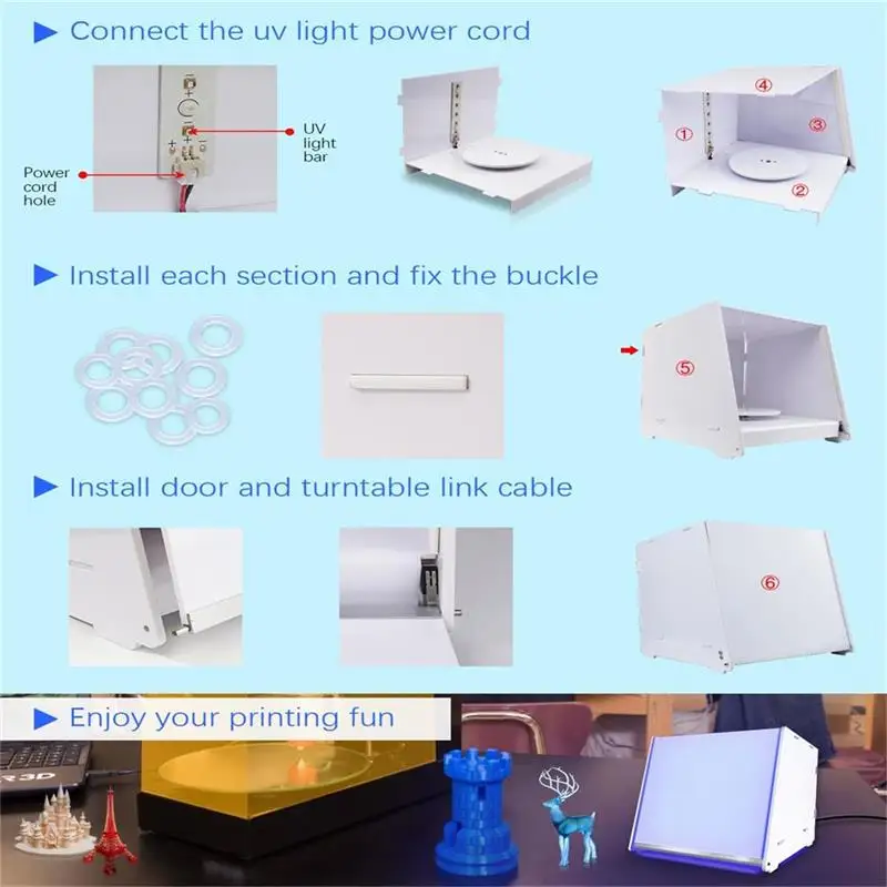 SUNLU UV Resin Curing Box For LCD DLP SLA 3D UV Resin Printed Models\' Curing With 360 Degree Turntable Timer Control