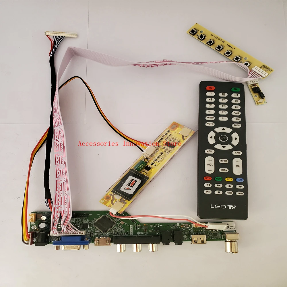 New Monitor Kit  ​LTM185AT01 TV+HDMI+VGA+USB+Audio LCD LED Screen Controller Driver Board 1366X768 30Pins 2 CCFL Panel