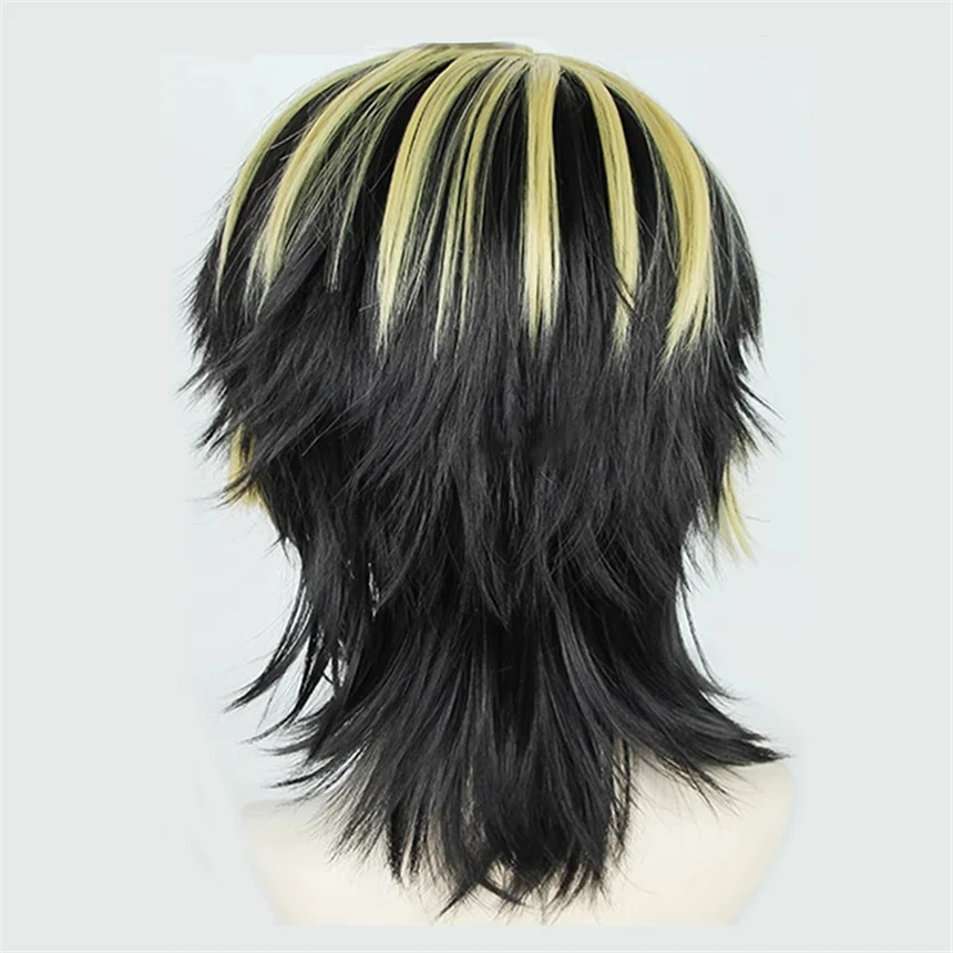 Anime Hanemiya Kazutora Cosplay Wig Tokio Manji Gang Short Black Golden Hair Heat Resistant Wigs + Earring + Tattoo Sticker image 5