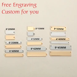 MYLONGINGCHARM Free Laser Engrave 30pcs Stainless Steel Rectangle Bar Connector Custom logo or design Rectangle Necklace Pendant