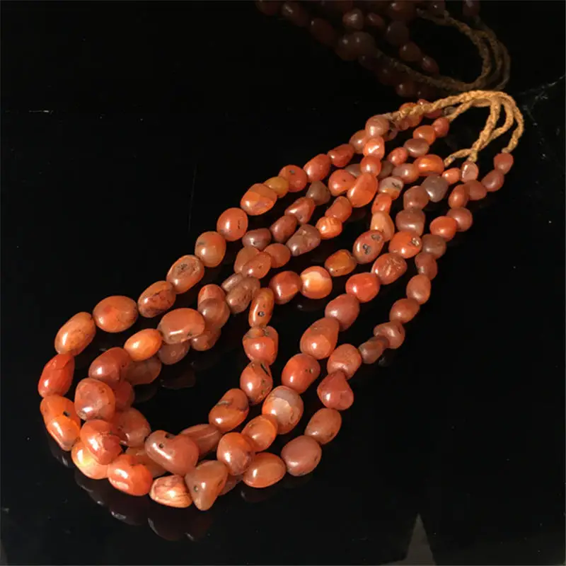 Old Red Carnelian Nugget Beads Strand Tibetan Ethnic Necklace TNL218