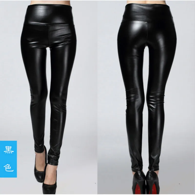 4XL 5XL 2021 New Design Large Leggings High Waist Single Layer Imitation Leather Pants Women Multicolor Elastic Legging Red Blue