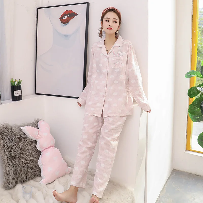 Cotton Maternity Pajamas Embroidery Pregnancy Sleepwear Spring And Summer Maternity Nightgown Nursing Pijamas