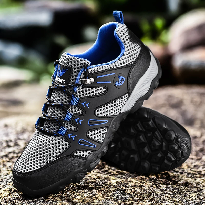 2025 New Summer Hiking Shoes Mens Breathable Trekking Footwear Large Size Casual Mesh Sneakers Water Shoes Light Sport Shoes 13