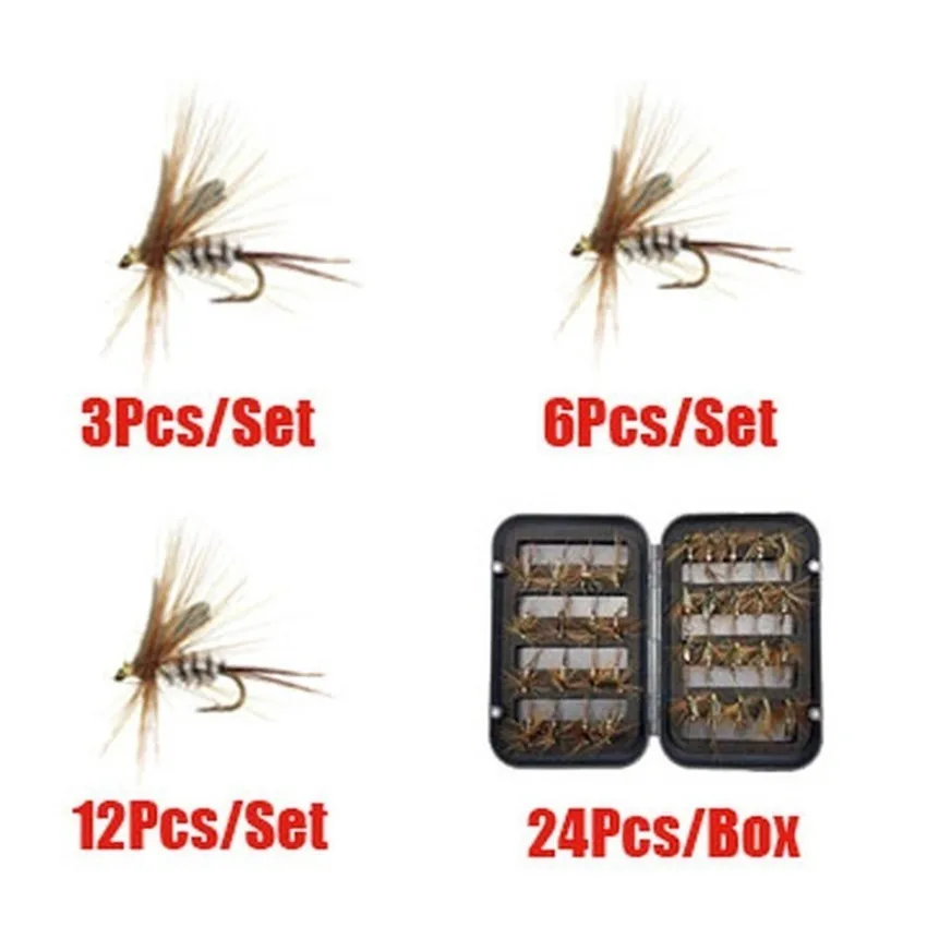 12/24Pcs Moskito Fly Fishing Flies Set Insekt Köder für Forelle Dry Fly Lure Kit Fly Angeln #12 – Detail 8