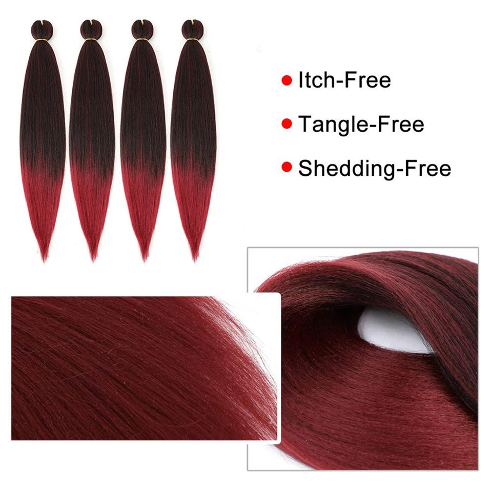 Dream Like 20/26Inch Pre allungato intrecciare i capelli trecce Jumbo facili capelli Yaki estensioni dei capelli sintetici dritti colore puro/Ombre