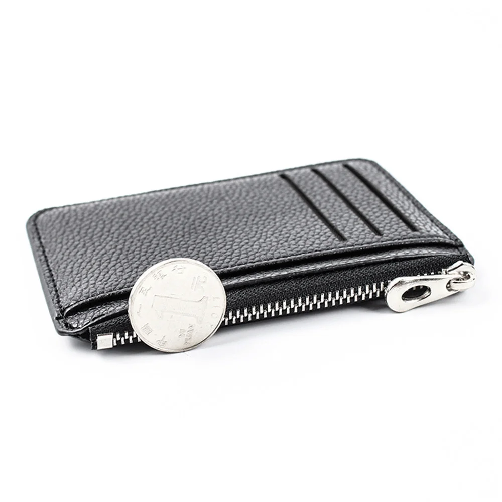 Slim Wallet Purse PU Leather Women Card Holder Leather Unisex Zipper Business Card Case Men Credit Mini Bank Cards Holder