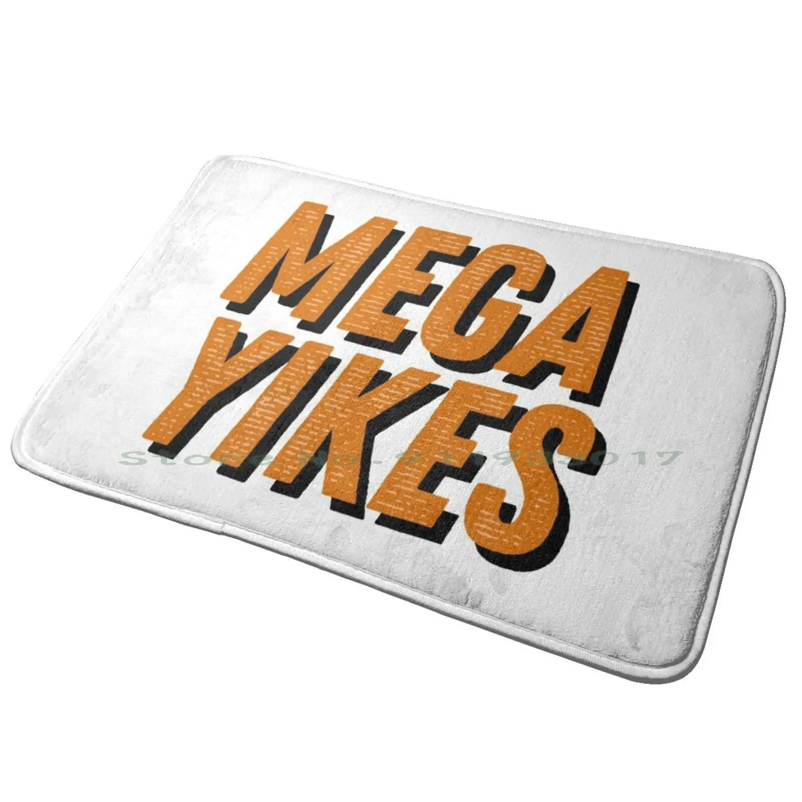 Mega Yikes-Orange Entrance Door Mat Bath Mat Rug Fish Giigoonh Odawa Ojibway Anishinaabek Lines Green Blue Aqua Water Lake