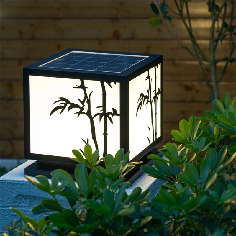 Outdoor Post Lamps Wall Light With Remote Control Solar Modern Waterproof IP65 LED For Home Garden