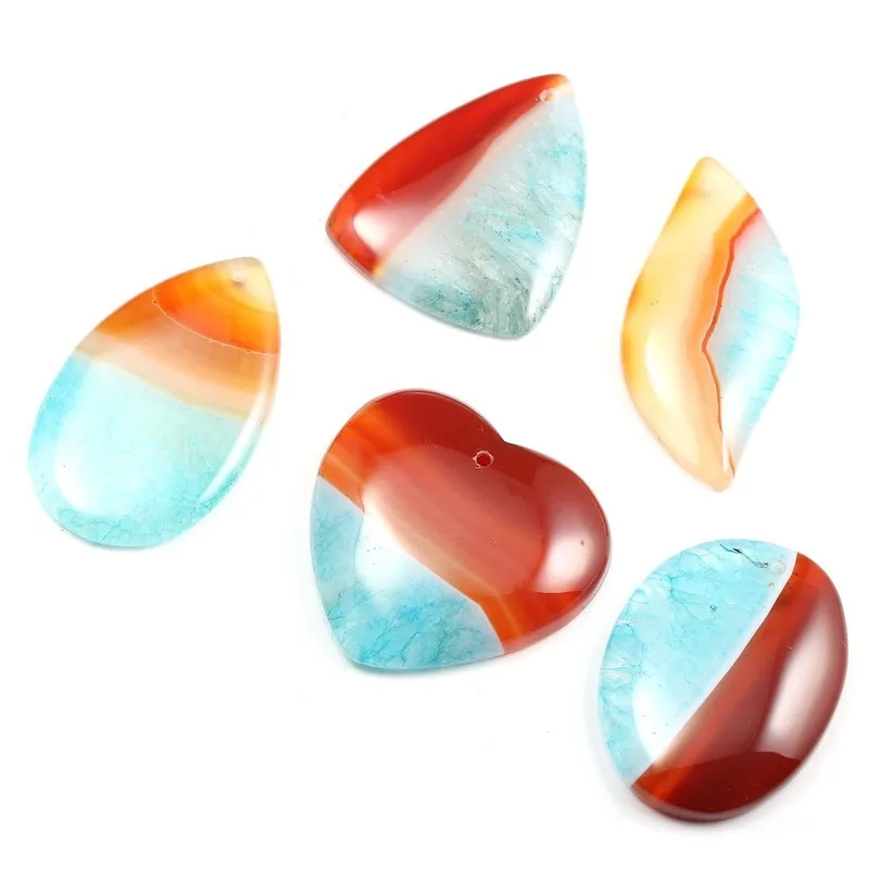 

5pcs Natural Striped Agate Pendant 15*15*5mm Stone Random 5 Shapes Colorful Charms Women Jewelry Making DIY Necklace Accessories