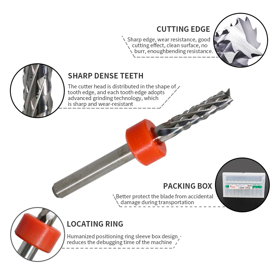 Imagem -05 - Pcb Corn Thread Gravação Router Bits Grupo Shank End Mill Máquinas-ferramentas Cnc 1.03.0 mm Diâmetro 3.175 mm Diâmetro 10 Pcs