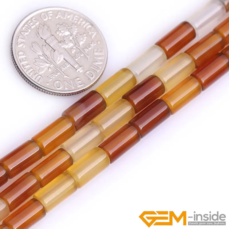 Tube Columnar Shape Yellow Carnelian Natural Stone DIY Loose Beads For Jewelry Making Strand 15 Inches