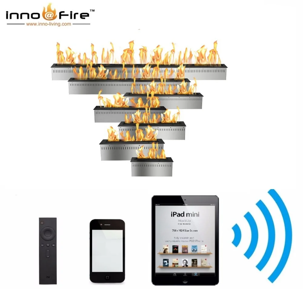 Inno-Fire-36 인치 와이파이 지능형 스마트 알렉사 wlan 원격 불꽃 점화, 로우 프로파일 에탄올 벽난로