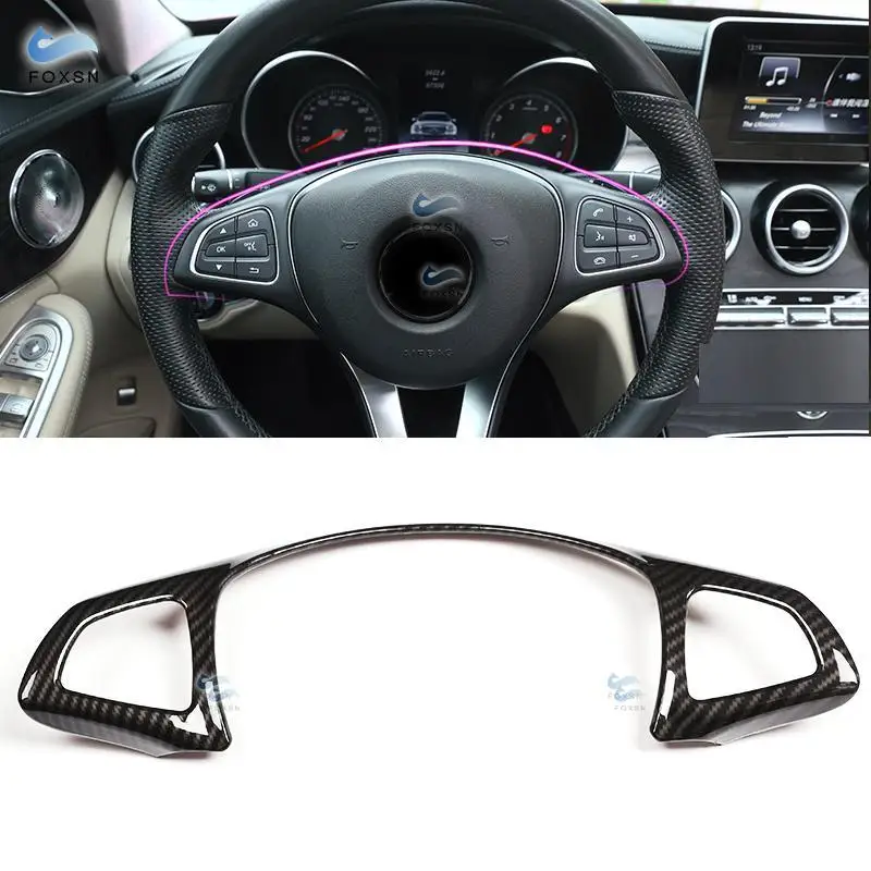 

For Mercedes Benz C E GLC CLA Class W205 W213 X253 Carbon Fiber Texture Steering Wheel Frame Cover Trim