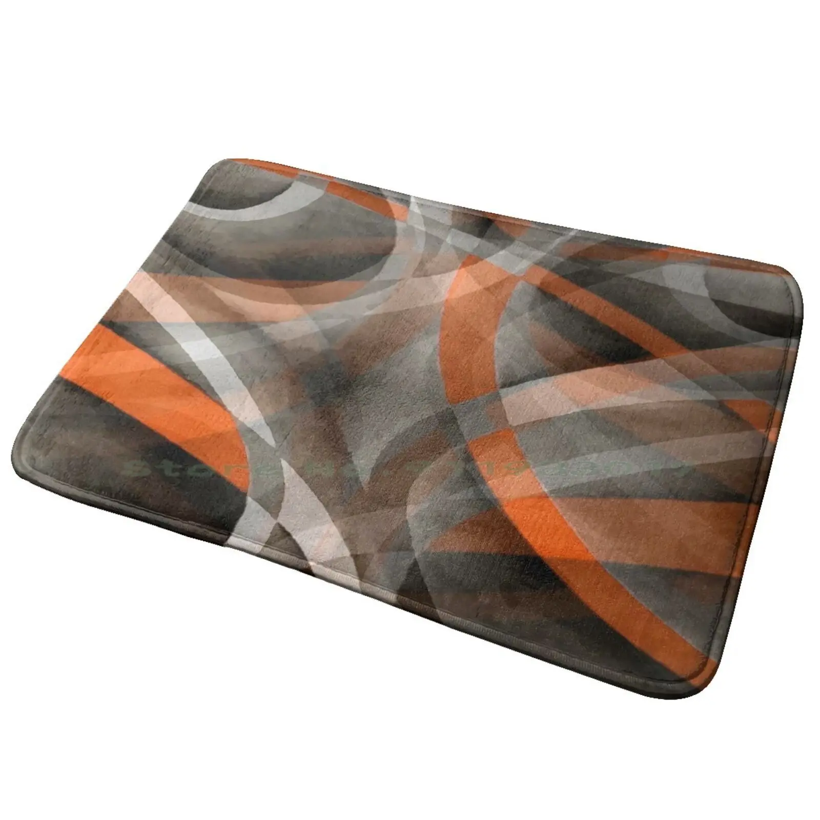 Eighties Burned Orange On Grey Abstract Strip Pattern Entrance Door Mat Bath Mat Rug Orange And Grey Black White Artistic