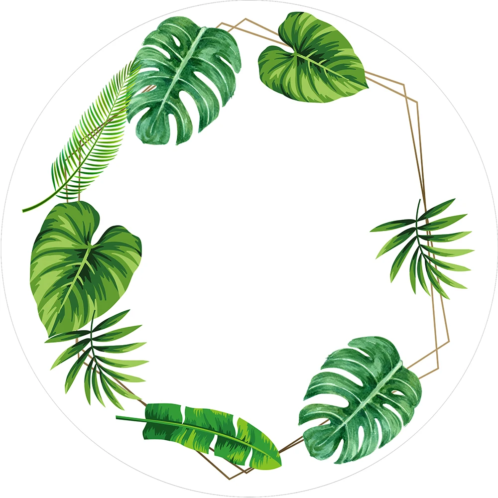 Round circle background Tropical plant leaves Backdrop wedding bride baby shower birthday Party table Covers decoration YY-505