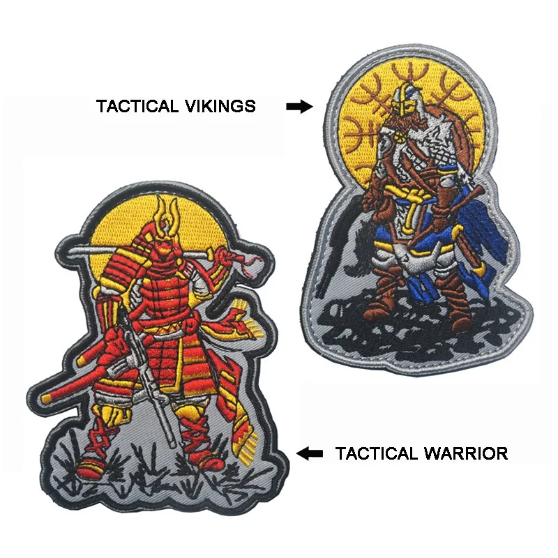 Military Tactical  Badge Fastener Patch Japan Samurai warrior and Vikings Warrior Armour patch