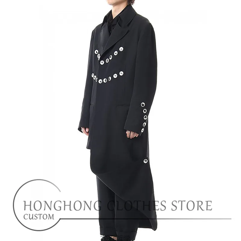 [custom size] new men's long trench coat original design asymmetrical coat large size loose trench coat  M-6XL!Big yards dress