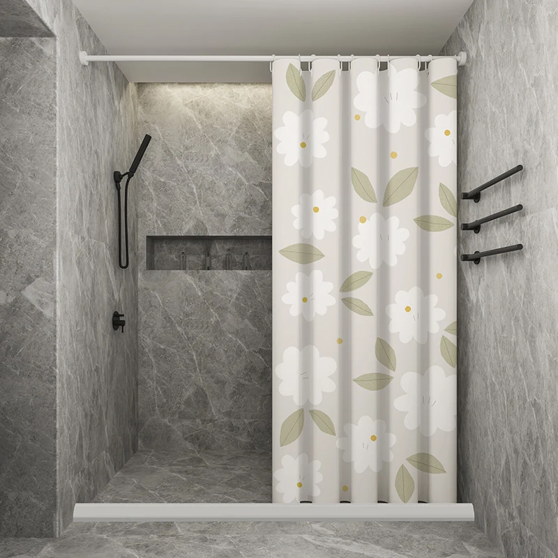 Shower Curtain with Hooks, Waterproof Fabric, Thick Mildewproof, Home Curtains, Bathroom Curtains, Not in Summer, Flowers Style