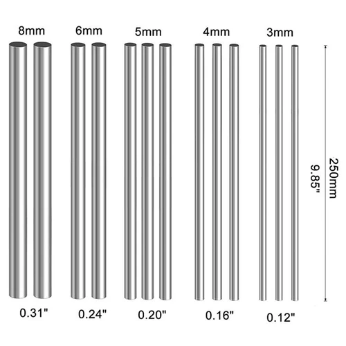 Imagen 2 del producto 1/5 Uds 2/2, 5/3/4/5/6/8/10/14MM varillas redondas sólidas de acero inoxidable eje lineal rodamiento de 125-500mm de largo