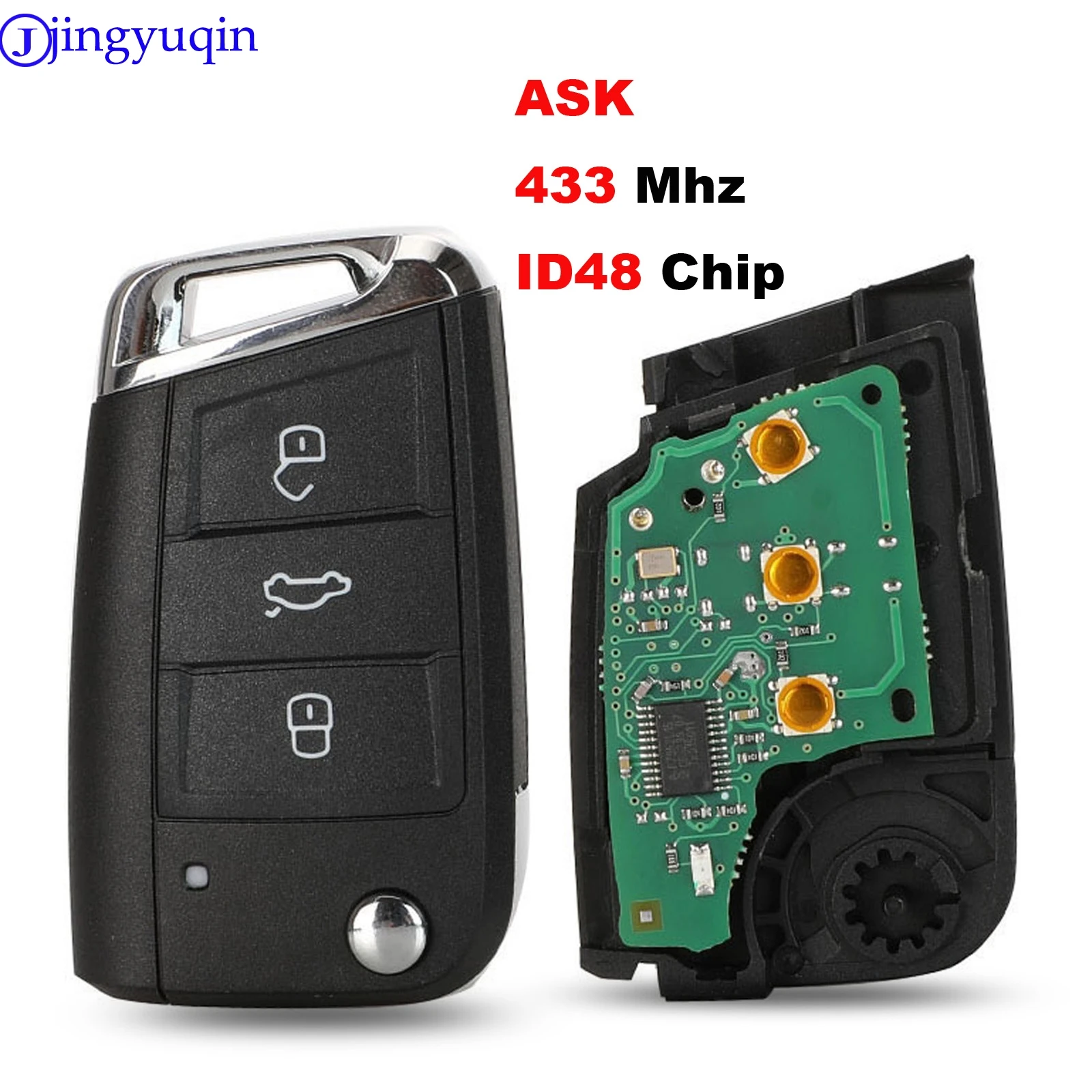 

jingyuqin 3B ASK 433MHZ ID48 Car Key for VW / VOLKSWAGEN Golf 7 MK7 Touran Polo Tiguan Keyless-go/no Keyless -go