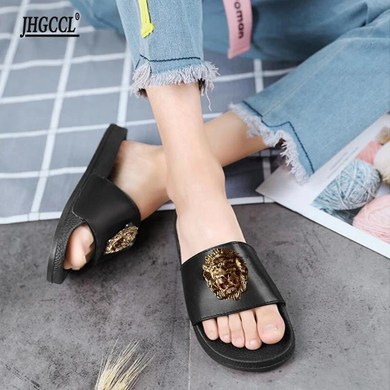 New Chaussures luxe casual shoes women designer slides,Smoking Slipper,Leather star slippers,fashion luxe designer slides G7.27