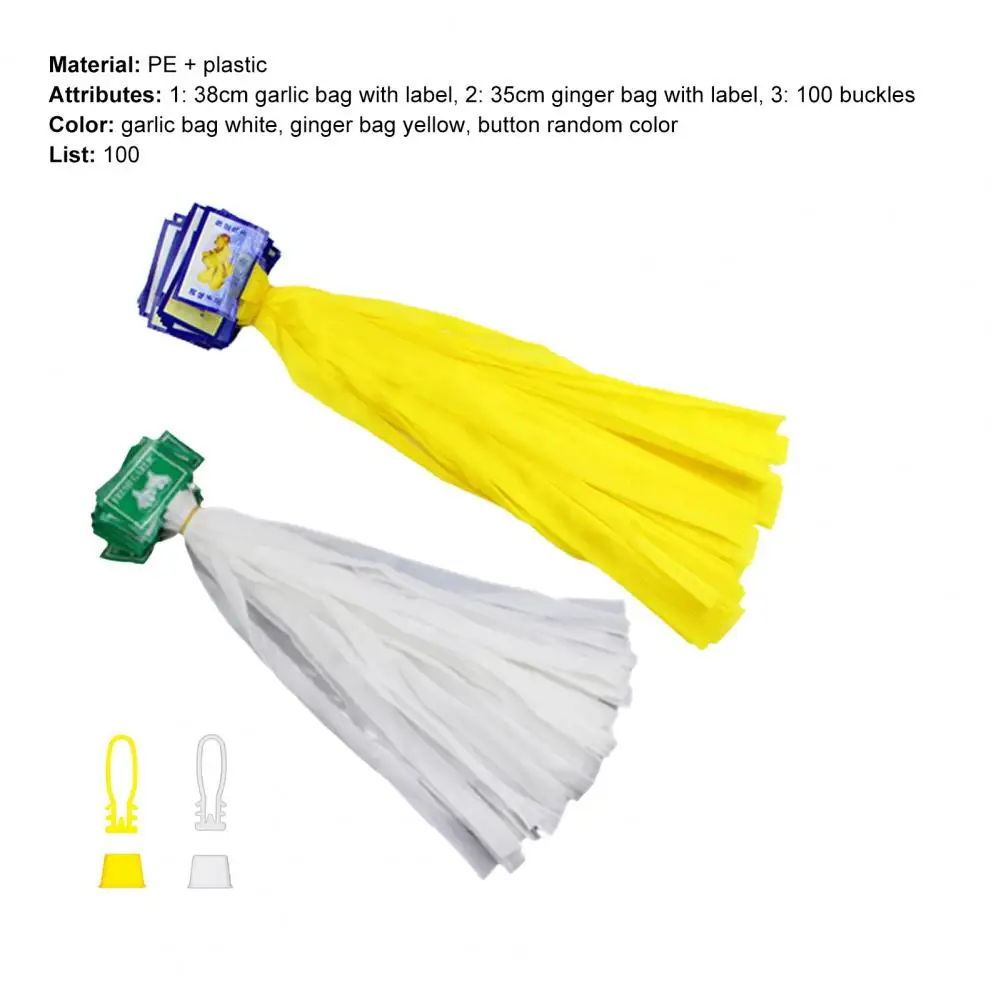 100Pcs ถุงตาข่ายสะดวก Reusable PE Breathable กระเทียมขิงสุทธิบรรจุกระสอบพลาสติก Buckles สำหรับตลาด