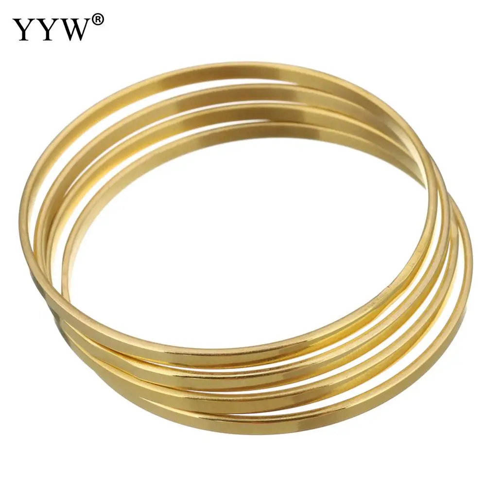 7pcs/Set Stainless Steel Bangle For Woman Gold/Rose Gold/Silver Color Sold By Set Party Birthday Jewelry 3mm Inner Approx 55mm