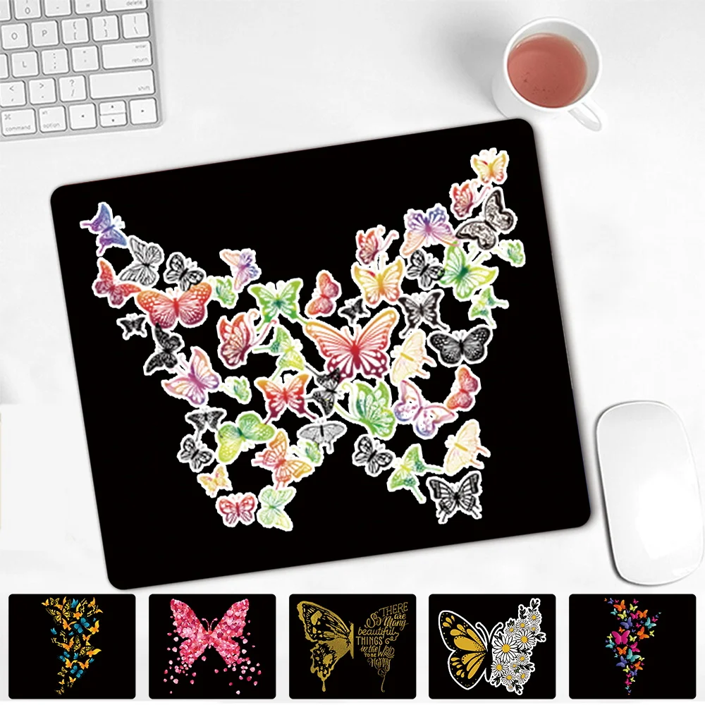 

Computer Mouse Pad Butterfly Print Gaming MousePad Square Mouse Pad Gamer Mause PC Desk Mat Keyboard Pad Table Mause Mat