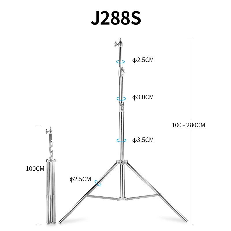 Selens Adjustable Stainless Steel Light Stand 280cm Heavy Duty Tripod Stand for photo studio kits Photography Accessories Tripod