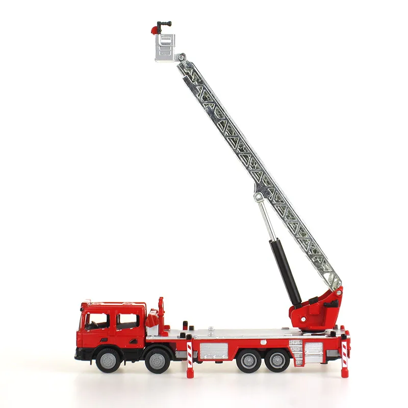 KAIDIWEI Alloy ladder truck fire engine climbing car truck toy birthday gift collection decoration model 1:50