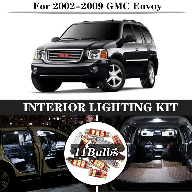 11x Canbus White LED Light Bulbs Interior Kit For 2002-2009 GMC Envoy Map Glove Box Trunk Cargo License Lamp 12V Car Light Sourc