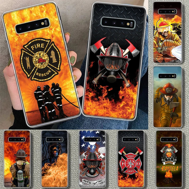 Firefighter Heroes Fireman Phone Case Cover for Samsung Galaxy S20 S21 FE S22 S23 S24 Ultra S10 S10E S9 S8 Plus + Art Gift Coque