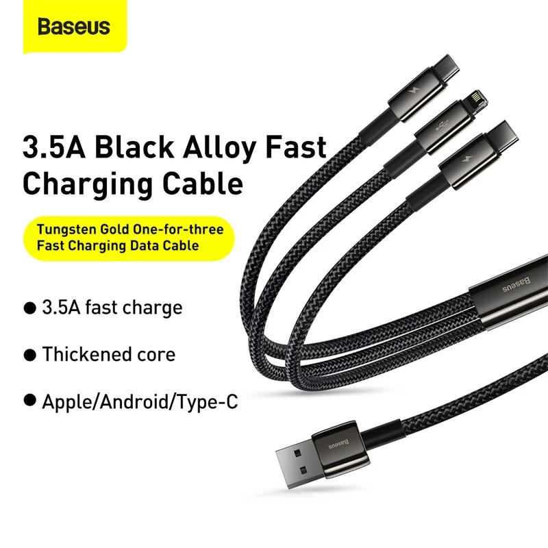 Baseus 3 in 1 USB Type C Cable For iPhone 12 Pro Max Micro USB Android Mobile Phone Cable For Samsung Xiammi USBC Data Wire Cord